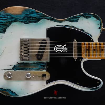 Fender Telecaster 50th Anniversary Olympic White over Blue Zebra Heavy Aged Relic (RARE) image 5