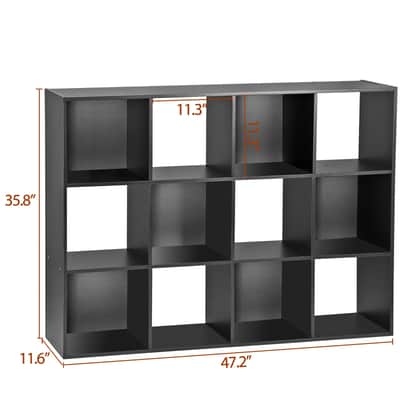 12-Cube Modular Storage Bookcase – Studio Organizer for Vinyl, Gear & Decor | Customizable Shelving for Musicians (Black) image 3