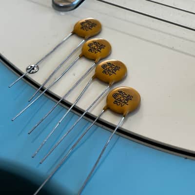 (1) Reproduction 1960’s 1970’s ceramic telecaster Stratocaster capacitor cap circle D .05 50v round dime fender image 2
