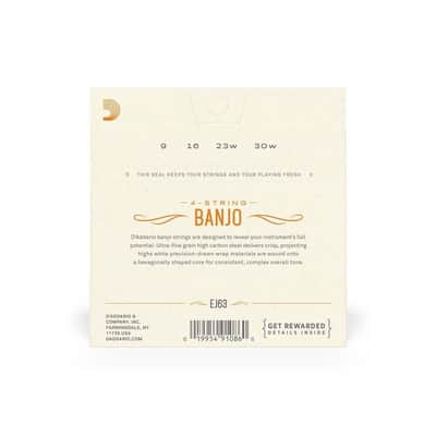 D'Addario 09-30 4 String Tenor Banjo Strings - EJ63 (CGDA Tuning) image 4