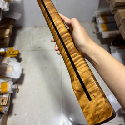 22frets Roasted flame Maple guitar neck Rosewood fingerboard 25.5 inch Bone nut gloss 25.5inch image 6