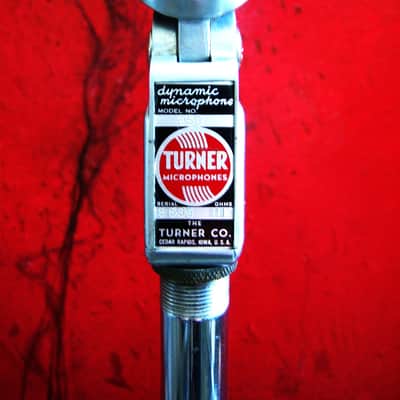 Vintage 1950's Turner 95D / 95 dynamic microphone Satin Chrome High Z harp mic w Switchcraft XLR cable adapter Shure Ampex image 7