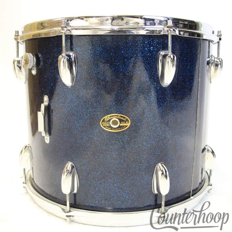 Slingerland 15x12"Tom Drum Blue Sparkle Vintage 60s Tenor Marching COB Brass USA image 1