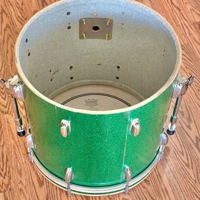 Vintage  Slingerland/Rogers Drum set 12" 14" 18" 1960s Green Sparkle Re-Wrap Kit image 7