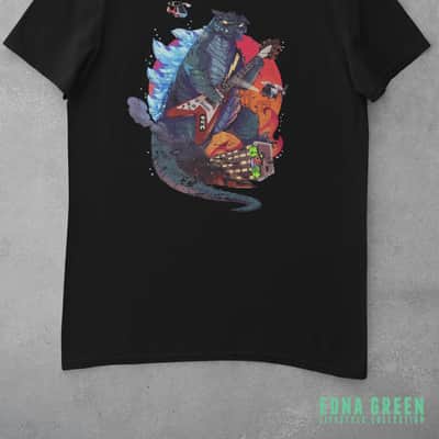 Godzilla Guitar Custom Printed T-Shirt - 4XL Black image 1