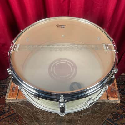 1960s Slingerland 5.5x14 Deluxe Student Model No. 161 Snare Drum White Marine Pearl image 10