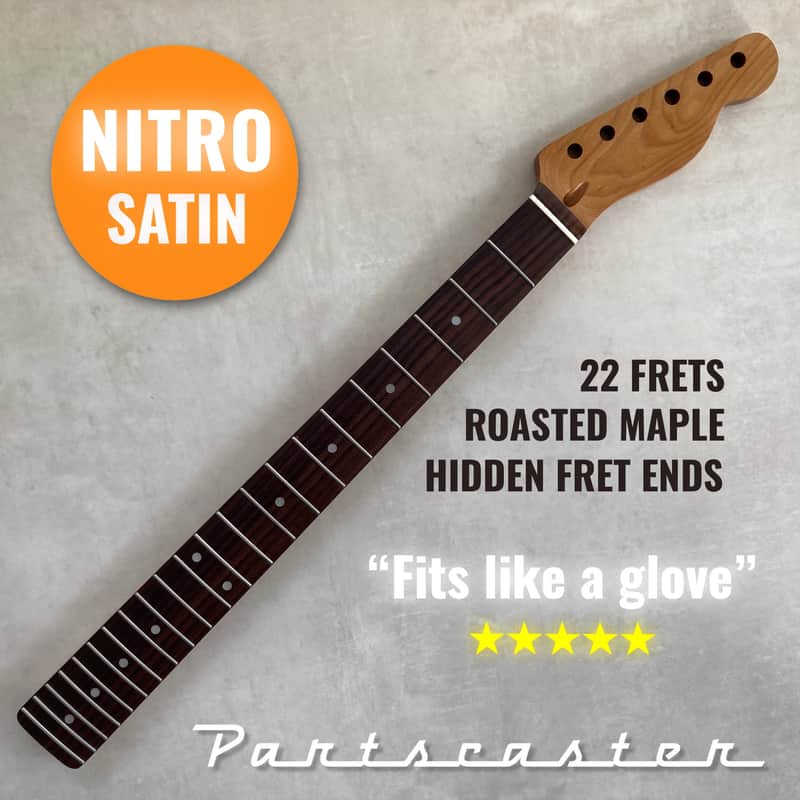 Roasted Maple / Rosewood Telecaster neck - Nitro Satin - SS Frets - Bone nut image 1