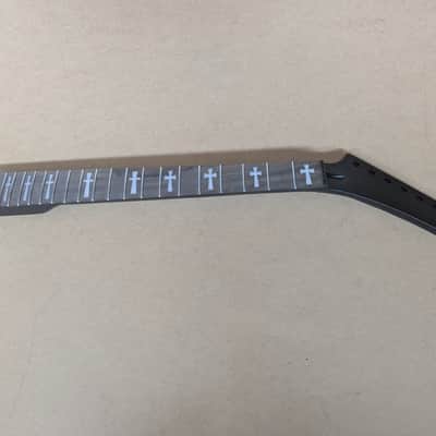 22 FRET STAINLESS STEEL CROSS INLAYS DEATH METAL GUITAR NECK REPLACEMENT image 4