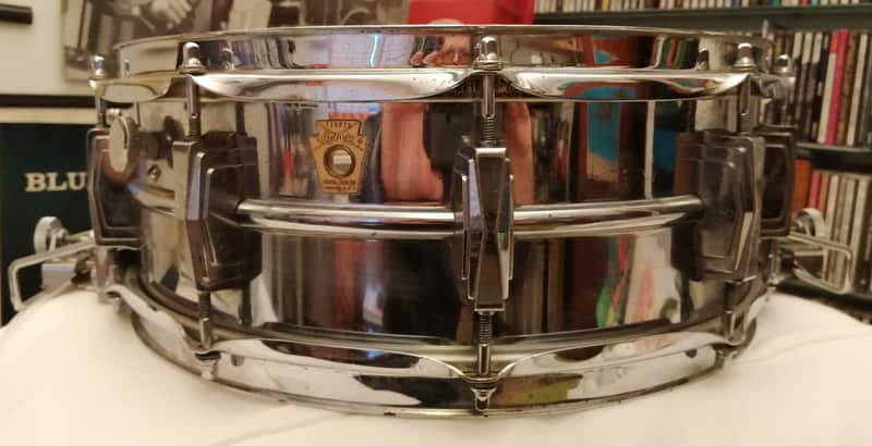 Ludwig No. 410 Super-Sensitive 5x14" Aluminum Snare Drum with Keystone Badge 1969 image 1