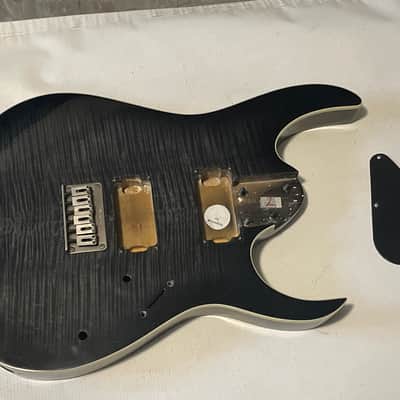 2010 Indonesian Ibanez RG3EXFM1 6 String Black Flame Maple Guitar Body Fixed Bridge