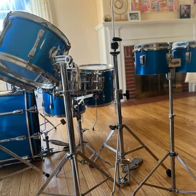 Ludwig 10 piece Mach Lug 1976 Blue Satin Drum Set image 3