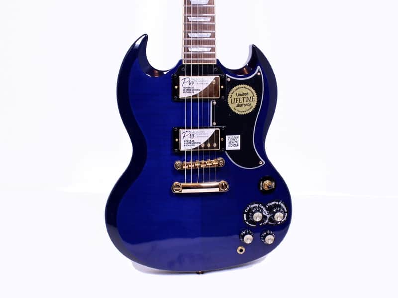 Epiphone G400 Deluxe PRO Flame Top Trans Blue Electric Guitar w