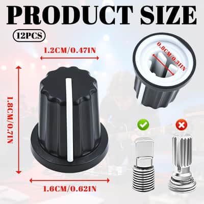 12 Pcs 6mm D Type Potentiometer Control Knobs - Black Plastic Rotary Knobs for Potentiometers & Encoders, Plastic Volume Audio Mixer Bass Tone Rotary Knob, DJ Controller Console Control Knob image 2