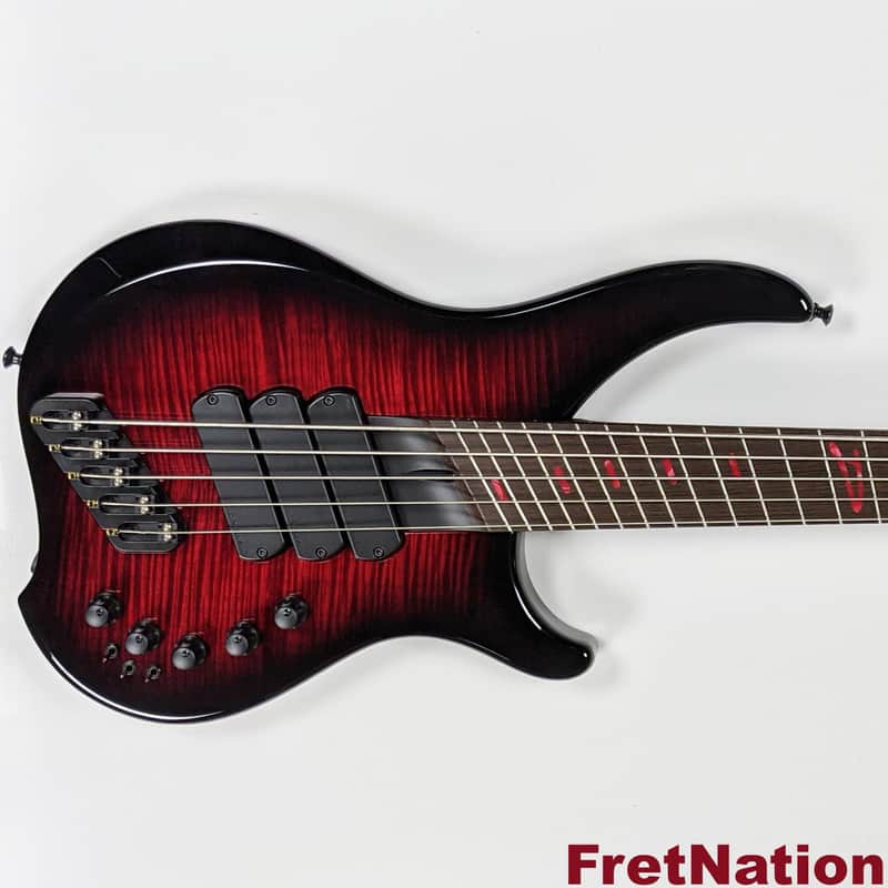 Dingwall AB1 Afterburner 1 RedBurst 5-String Multi-Scale Fanned Fret Bass Flame Maple Darkglass image 1