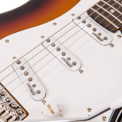 Vintage V6 ReIssued Electric Guitar ~ Sunset Sunburst LV6SSB) image 8