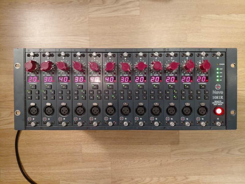 AMS NEVE 1081R + 12 × 1081 Red Modules — Complete System + Gator 4U suspended Flight Case + Remote Control image 1