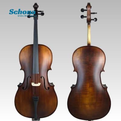SCHONA SC-02ME Matte Entry Level Tiger Grain Maple Back/Sides Spruce Top Handmade Cello 4/4 Size Exam Practice Solo Performance image 3
