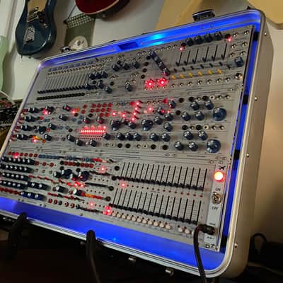 Buchla Tiptop 200t series with BPNYC ZERO Halliburton Eurorack Modular Travel Case SILVER 122hp 9U w/MARF image 23