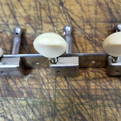 Vintage RARE 1969 Kluson Double Line BASS SIDE 3x3 on a plate Guitar Tuners Luthier Parts image 3