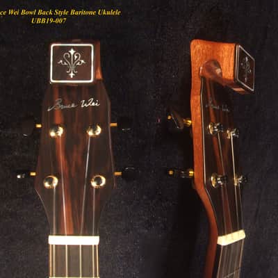 Handmade Bowl Back Style Baritone Ukulele, Curved Head, Solid Spruce, Classic Pattern MOP Inlay, Soft-bag Bruce Wei UBB19-007 image 2