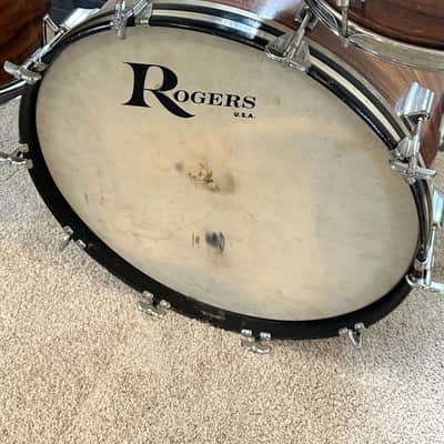 Vintage Rogers Londoner KOA "Big R" 4-Piece Shell Pack 13/14/16/22 Memriloc image 6
