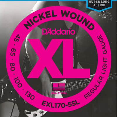 D'Addario EXL170-5SL XL Regular Light Nickel 5-String Bass Strings, 45-130 Super Long Scale image 1