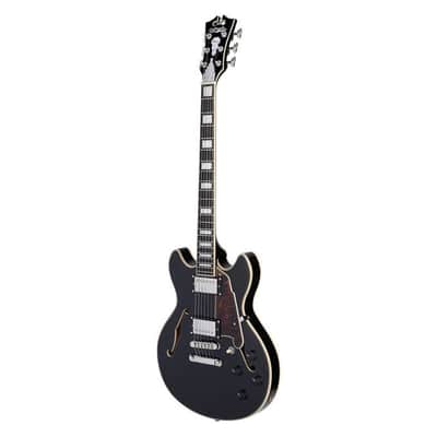 D'Angelico Premier Mini DC Electric Guitar w/Stopbar Tailpiece in Black Flake image 8