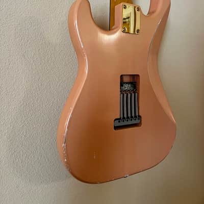 MJT MJT/Fender Stratocaster Body Neck and Hardware - Shell Pink Rosewood Gold image 8