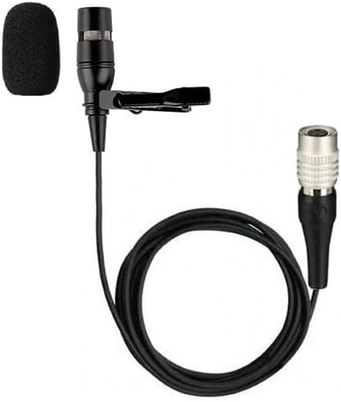 Replacement Lavalier/Lapel Microphone for  Body-Pack Transmitter, Condenser, Unidirectional, 4-Pin Hirose  Female Connector, Black, image 1