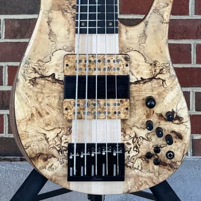 Fodera Imperial Elite, Chestnut Burl Top, Walnut Body, Alder Tone Block, Flamed Ebony Fretboard, Flamed Ebony Ramp, Chestnut Dot Inlays, Fodera/Duncan Dual Coil Pickups, Hardshell Case image 2