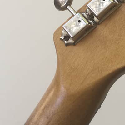 Vintage Modern Spec Lefty Fender Licensed Made in Japan Aged Relic Strat Guitar Neck Amber Loaded MIJ Nickel Gotoh Tuners image 16