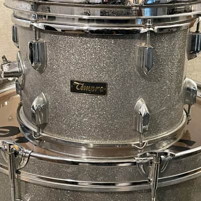 1960’s-1970’s Tempro 3 Piece Drum Kit Silver Sparkle Pearl Stencil Japan 20 / 14 / 12 image 9