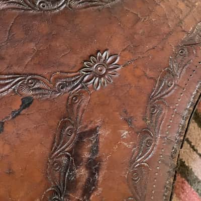 Antique 1890's M&W Bull's Head Leather Tooled Banjo Case image 4