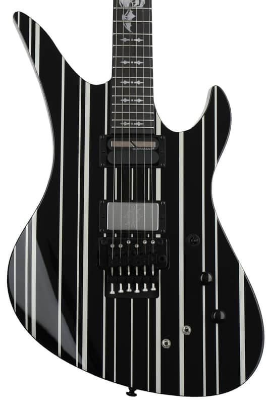 Schecter Synyster Gates Custom-S Electric Guitar - Gloss Black with Silver Stripes image 1