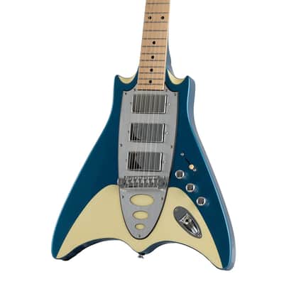 Backlund Super Vee Electric Guitar-Blue-Creme image 3