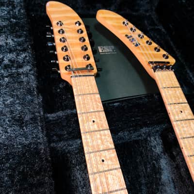 [SUMMER SALE] ESP Custom Order George Lynch Double Neck, Birdseye Maple, Natural Quilted Maple, Lawsuit Banana Headstock, MIJ Japan image 12