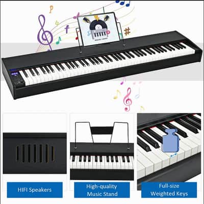 Other 88-Key Full Size Digital Piano Weighted Keyboard with Sustain Pedal 2024 - Black image 3