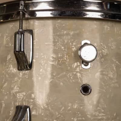 Vintage Rogers White Marine Pearl Drum Set 14x24 9x13 16x16 and 16x18 image 20