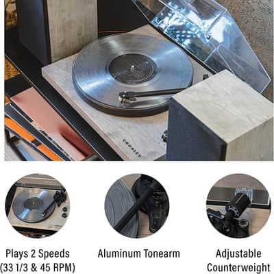 Crosley #C62B-GY - C62B Turntable System with 80 Watt Stereo Speakers- Gray image 3