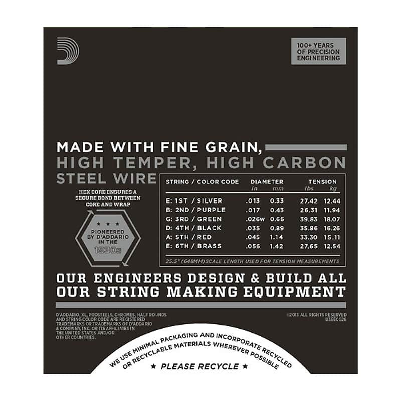 D'Addario ECG26 XL Chromes Flatwound Electric Guitar Strings, Medium Gauge Standard image 2