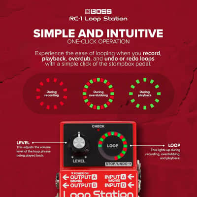 Boss RC-1 Loop Station Pedal | Industry Standard Simple Looper for Guitar, Bass, Keyboards & More | 24-Segment LED Indicator | 12 Minutes of Record Time | Record, Playback, Overdub, Undo & Redo Loops image 4