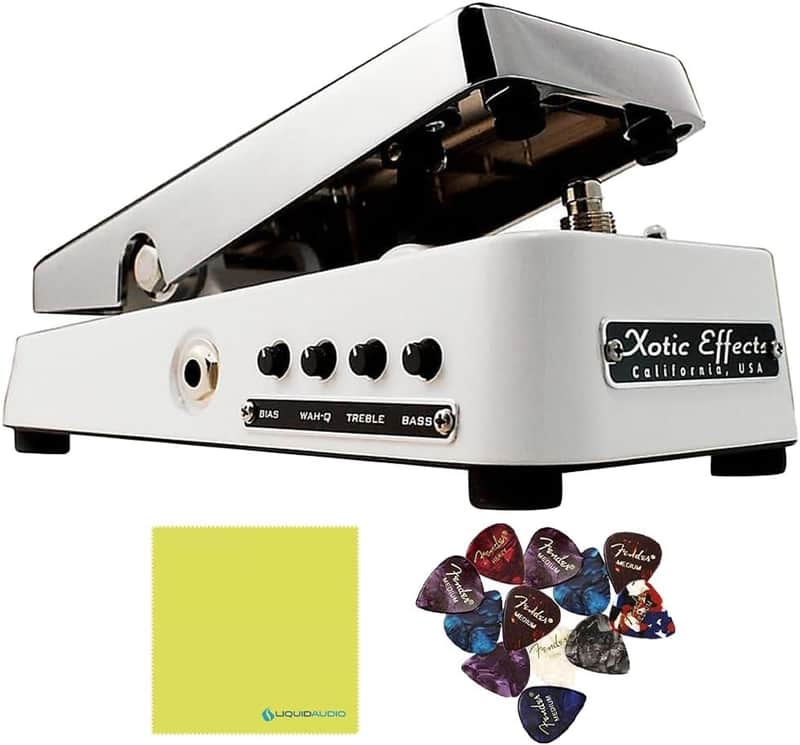 Mint Xotic Wah Pedal XW-1 True Bypass Bias Controls Bundle w/ 12x Fender Picks and Liquid Audio Polishing Cloth image 1