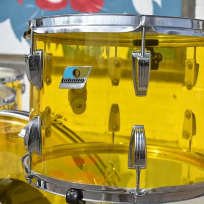 Vintage Ludwig Yellow Vistalite, Super Clean "Bonham" sizes: 14, 16, 18, 26 image 6