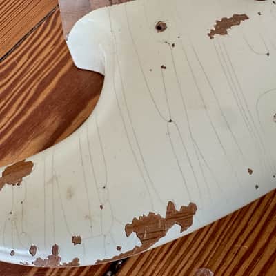 MJT Stratocaster Body, Aged, Reliced, Olympic White Over Three Tone Sunburst image 8
