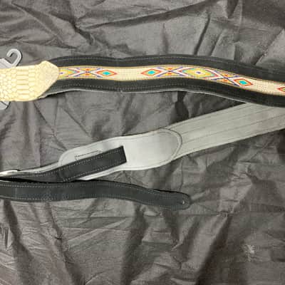 LM LS32-BK 2" Southwestern Snake End Suede Black New Guitar Strap image 1
