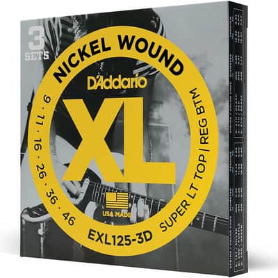 D'Addario EXL125-3D Nickel Wound Electric Guitar Strings, Super Light / Regular, 9-42 - 3 Sets image 1