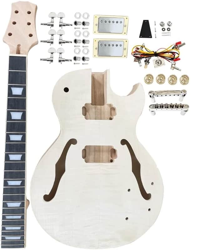DIY Single Cut Electric Guitar Kits with Mahogany Body and Neck - Rosewood Fingerboard and All Components Included Beginner Kit Hollow Build Your Own Guitar image 1