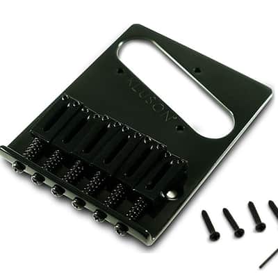 Kluson Telecaster 6 Saddle Bridge Vintage Mount with Brass Saddles - Black image 1