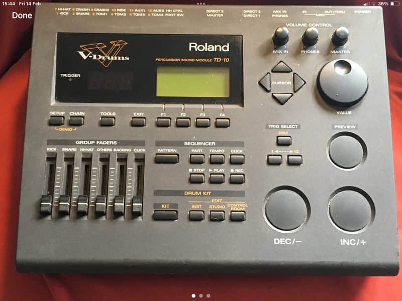 Roland TD 10 VDrum module with TDW1 Expansion 2000 Black image 1