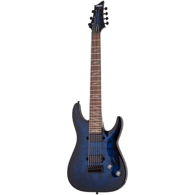 Schecter Omen Elite-7 7-String Electric Guitar - Rosewood Fingerboard, See-Thru Blue Burst image 5
